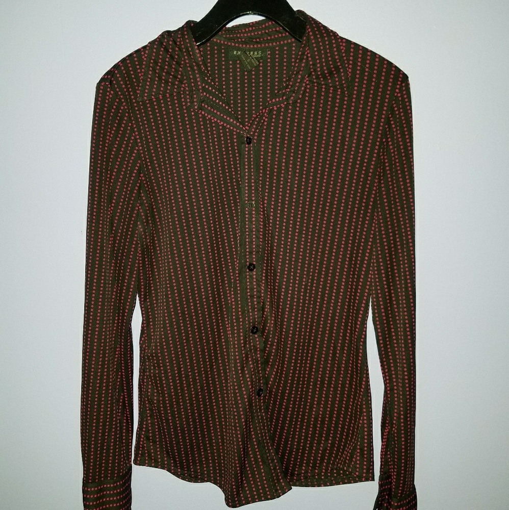 Black Express polka dot button up shirt